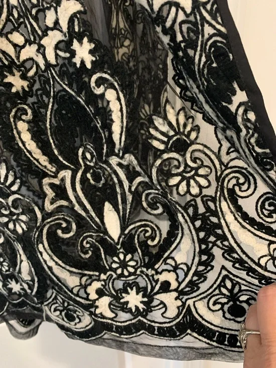 Mechant Sheer Black Mesh kimono duster embroidered L. Vintage - Picture 4 of 10